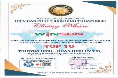 Thương Hiệu Rèm Winsun Nhận Giải Thưởng Top 10 Thương Hiệu Uy Tín